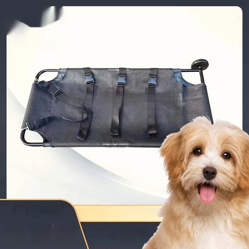 Black foldable aluminium alloy dog stretcher for emergency pet transfer