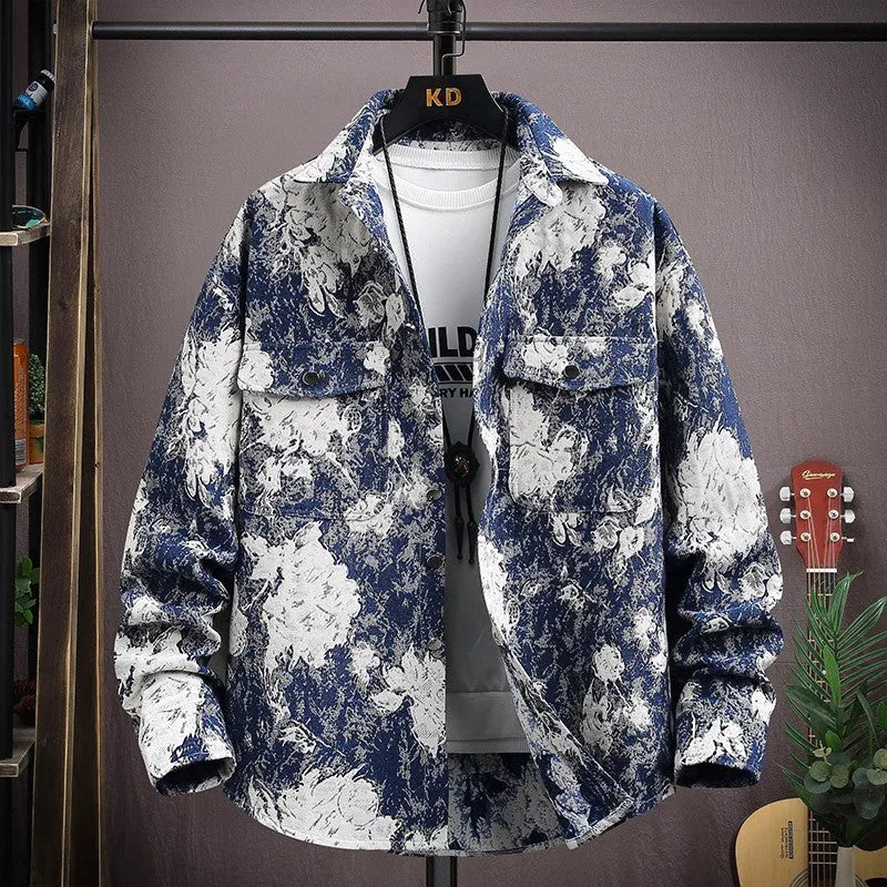 Casual lapel shirt coat in polyester available in black, blue, apricot, red, and violet.