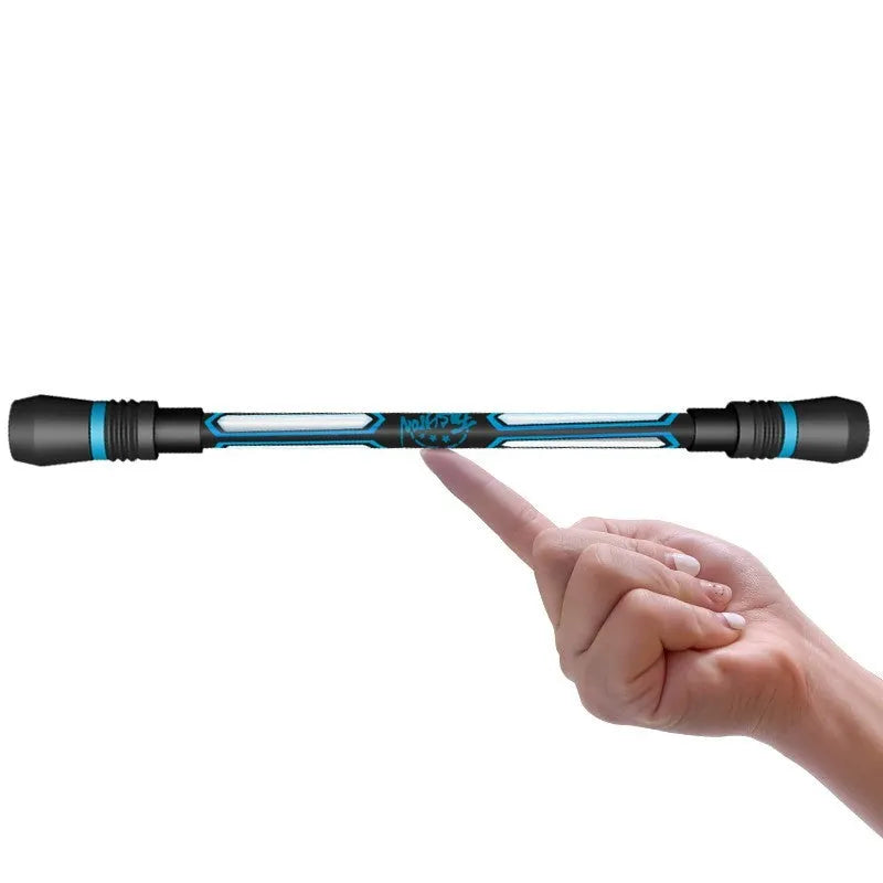 Frosted grip spinning pen with 0.35mm fine writing tip showing anti-slip silica gel section