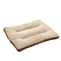 Detachable soft fleece dog bed in green, shown with blanket separated from the cushion base.