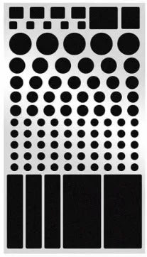 Pack of opaque black adhesive stickers for covering LED lights on air conditioning units and appliances.