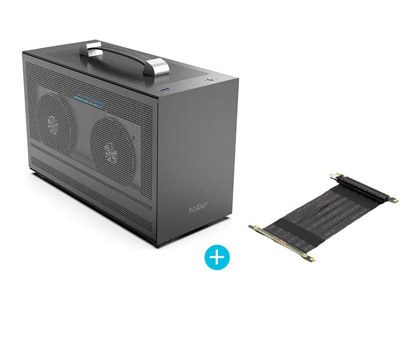 Hummingbird PRO titanium grey and white ITX desktop computer case for mini-ITX motherboard.