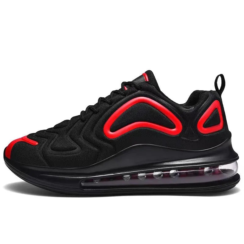 Men's black casual running shoes with lace-up front and round toe design