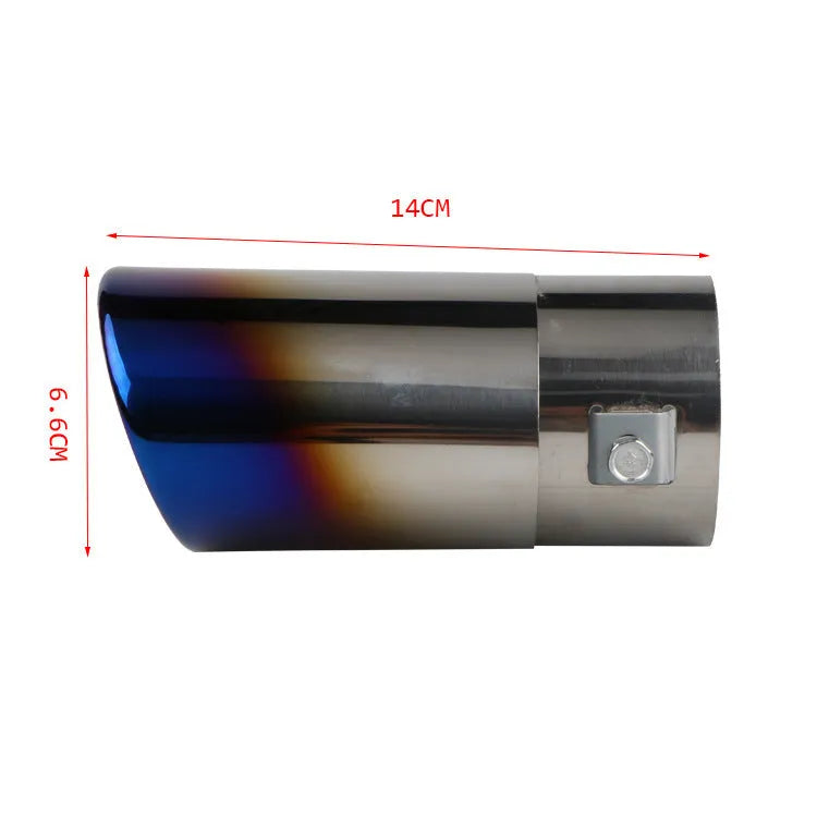 Universal stainless steel car exhaust tail pipe in straight and curved styles with baked blue finish