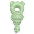 Blue molar-shaped rubber dog chew toy with textured surface for aggressive chewers