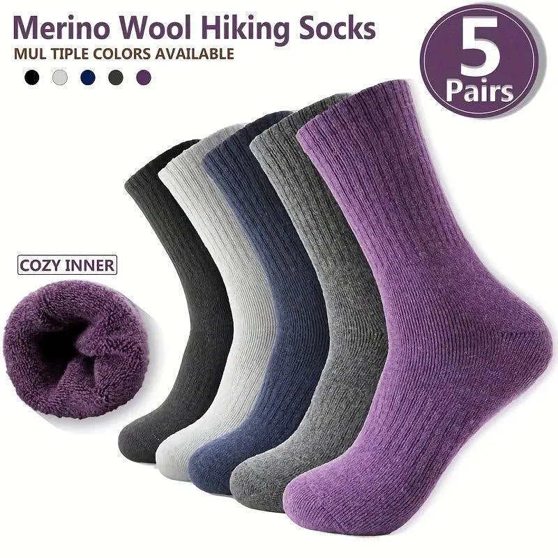 A pair of mixed colour wool and cashmere mid-calf tube socks laid flat.