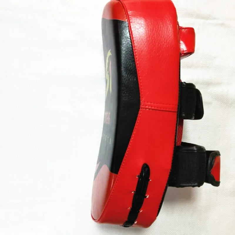 Black and red rectangular PU leather hand-held boxing Sanda training foot target pad.