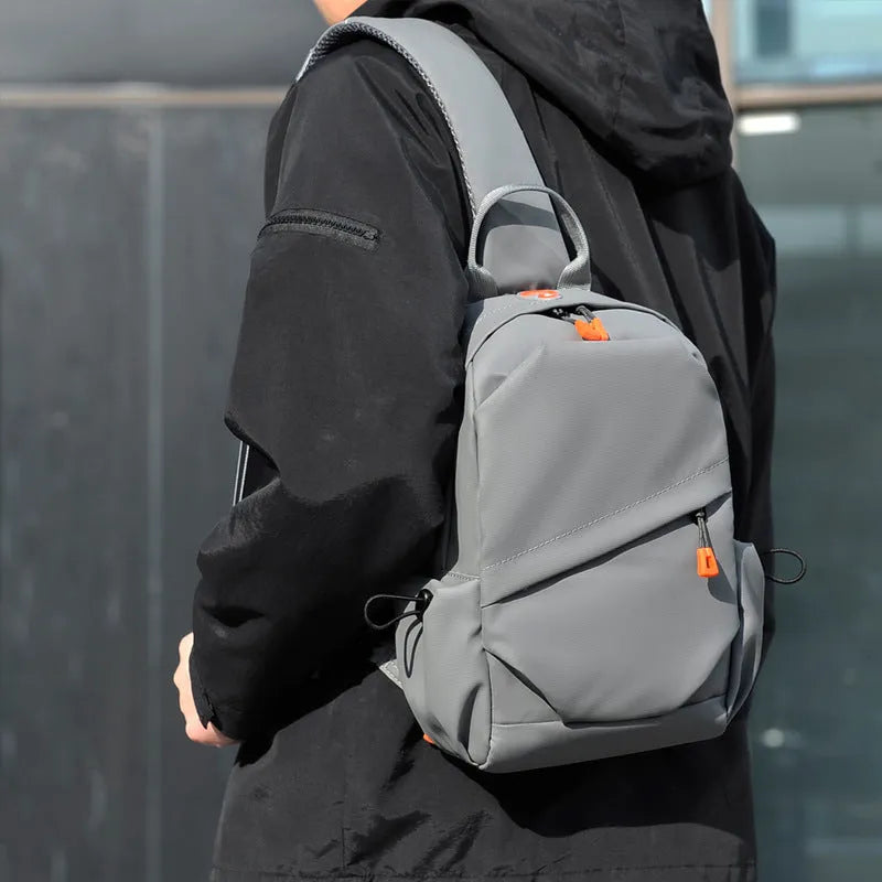 Mens black polyester crossbody bag with single shoulder strap