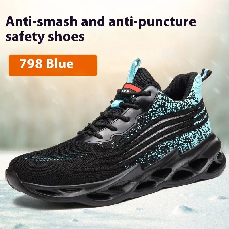 Lightweight leather safety work shoes with anti-smashing and puncture protection in multiple colour options
