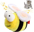 Yellow bee-shaped electronic cat toy with motion-activated squeaking for interactive play