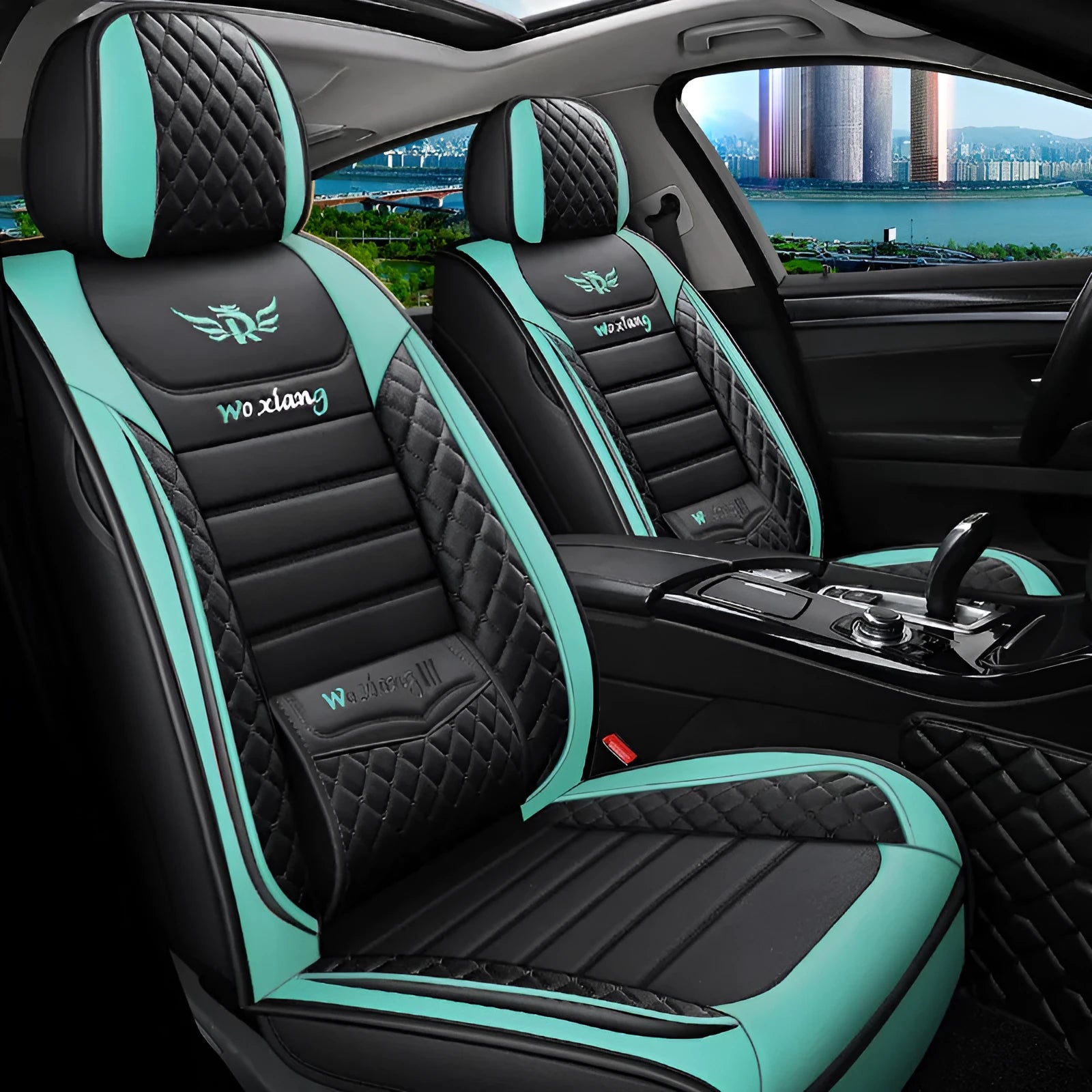 Leather car seat cushion with high elastic sponge filler in red, shown on a car seat.