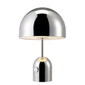 Mushroom table lamp with metal base in rose gold finish measuring 280mm wide