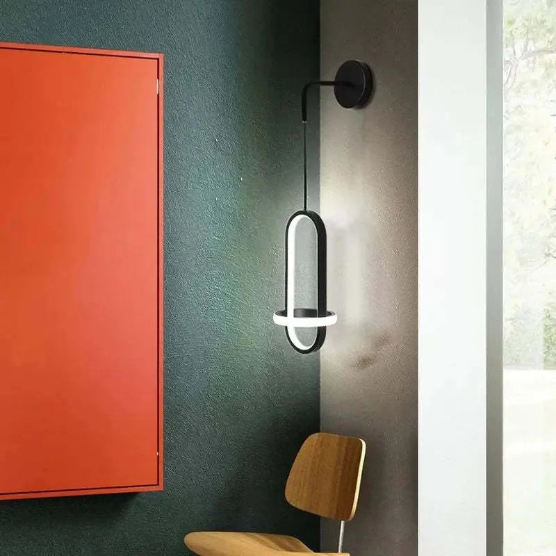 Nordic-style wall-mounted bedside lamp with iron shade in gold or black finish