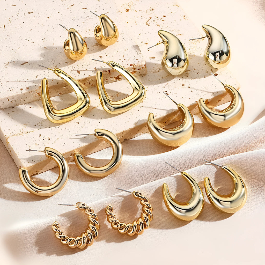 Acrylic water drop earrings with electroplated glossy finish, geometric simple design