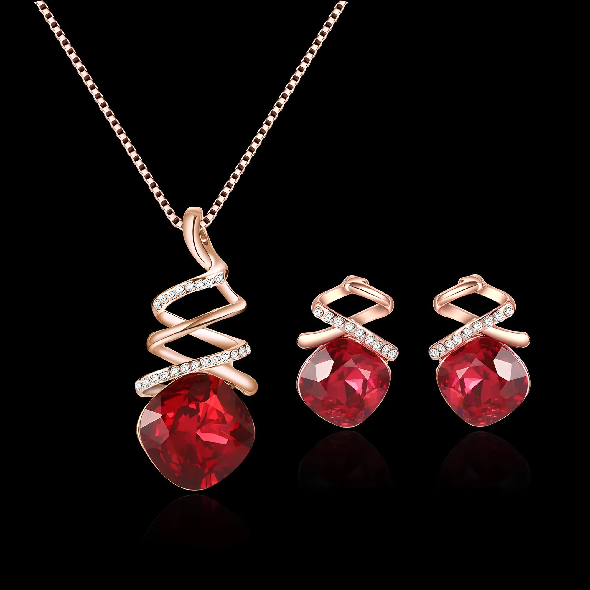 Alloy bridal jewellery set with water wave chain necklace and matching earrings.