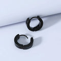 Black stainless steel geometric circle earrings for men unisex fashion OL style