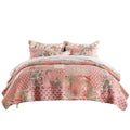 Handmade pure cotton bedding set in pink with flowers pattern on a 2.0m bed