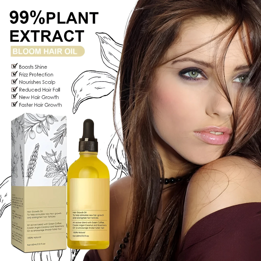 60ml bottle of yellow rosemary hair oil for damaged hair treatment