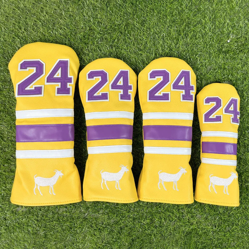 Set of four Ram PU golf club headcover sleeves for driver, fairway woods, and utility iron.