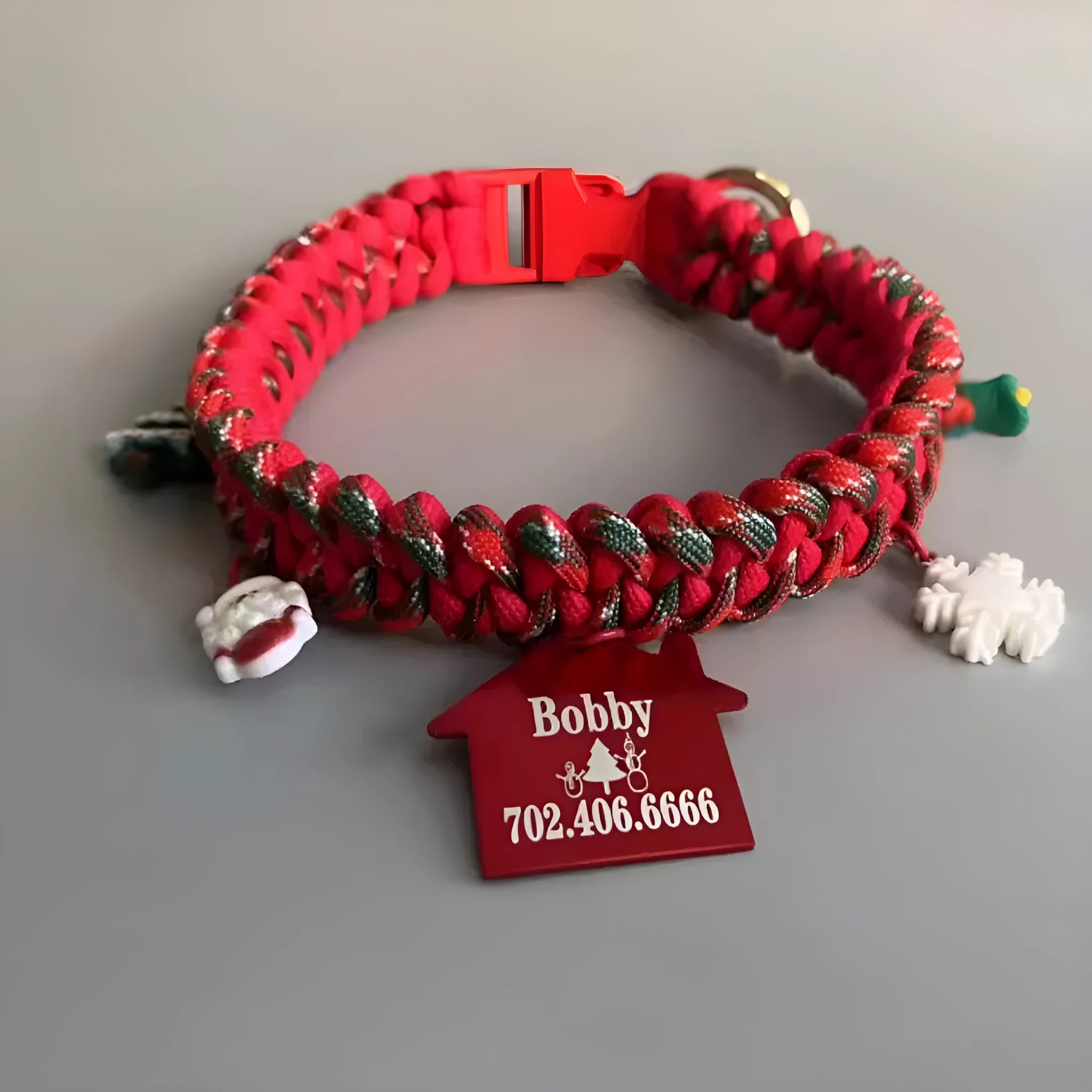 Green rope and chain dog leash with POM release buckle shown in L size