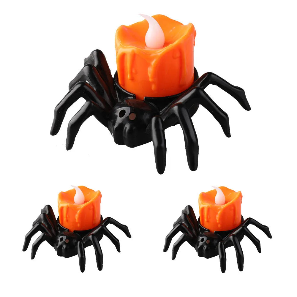 Halloween spider candlestick ornament plastic decorative candle light 7x8.5x5cm