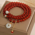 Women's red agate multi-layer bracelet with crystal beads in retro ethnic style