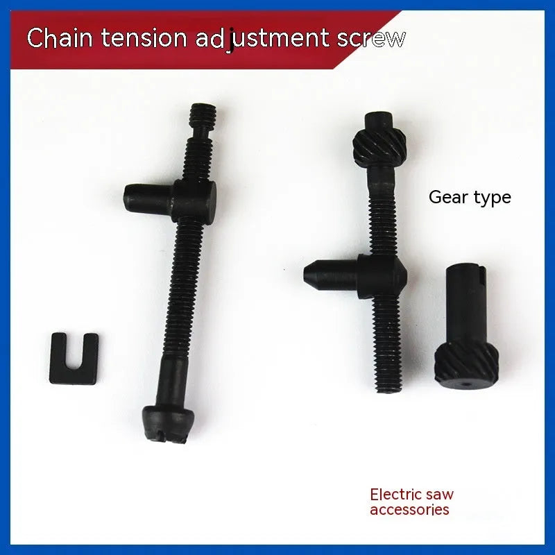 Chainsaw accessory kit showing spools of nylon thread in various diameters and a chainsaw chain