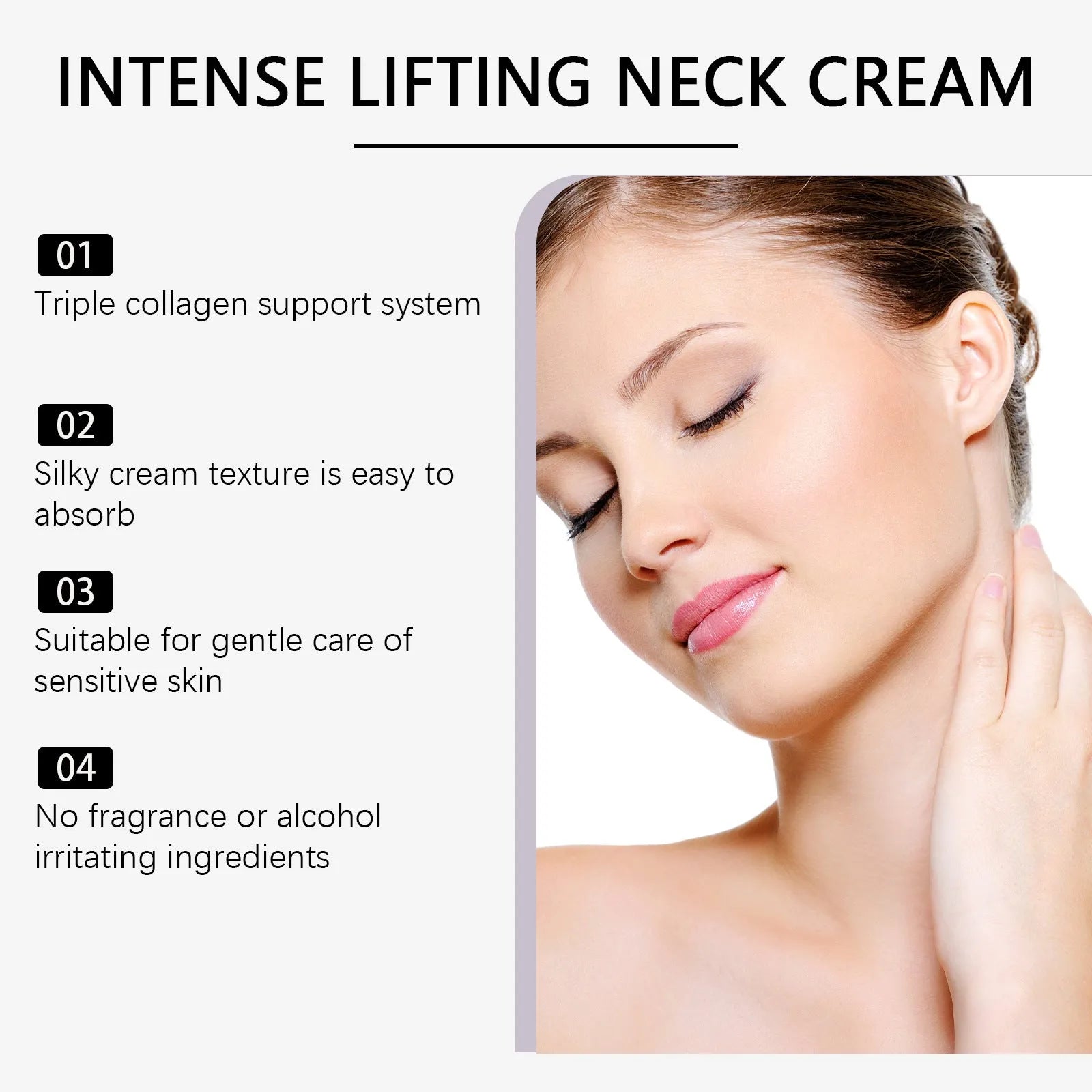50g tube of tightening neck cream with hydrolysed collagen and hyaluronic acid