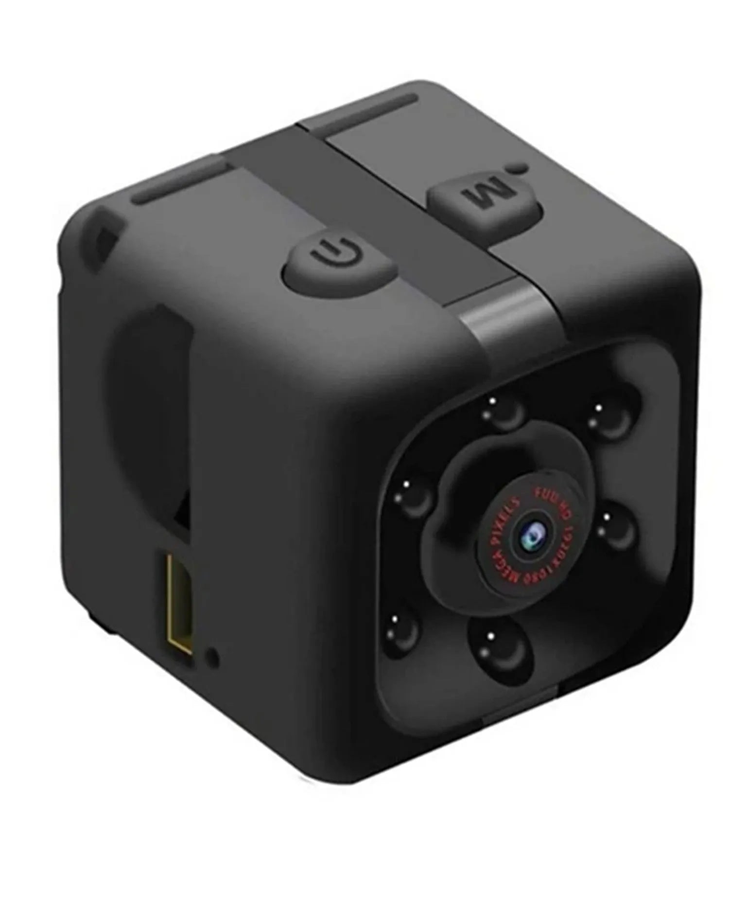 Black mini USB night vision camera with 80cm cable for 1080P HD recording.