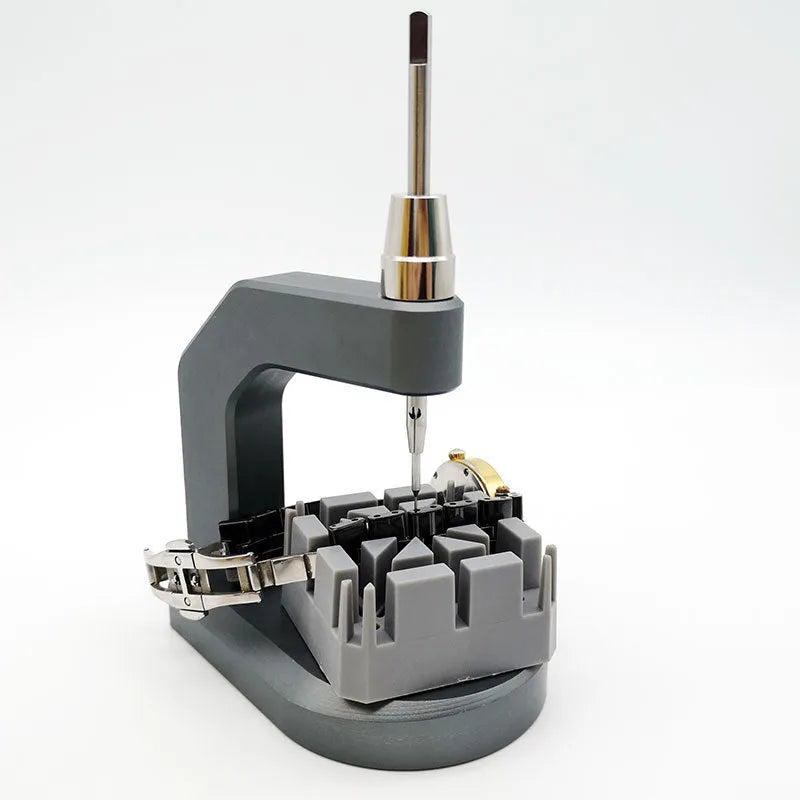 Silver multi-purpose press strap removal tool made from tool steel for watch and electronics repair