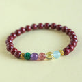 Handmade purple gold sand crystal bead bracelet on a wrist, showing 6mm bead size option.