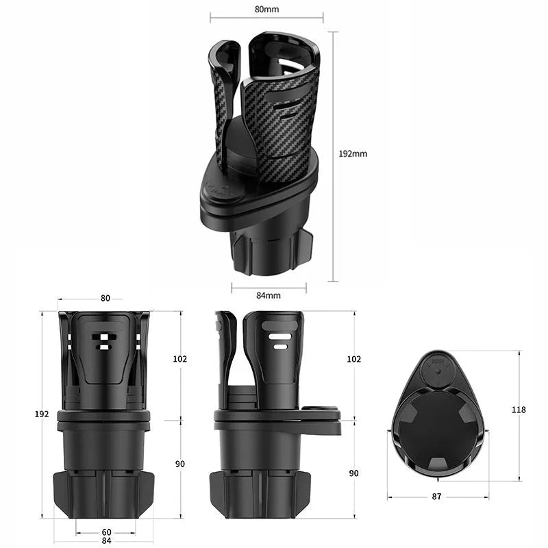 A single matte black car cup holder with a carbon fibre texture, made from ABS plastic.
