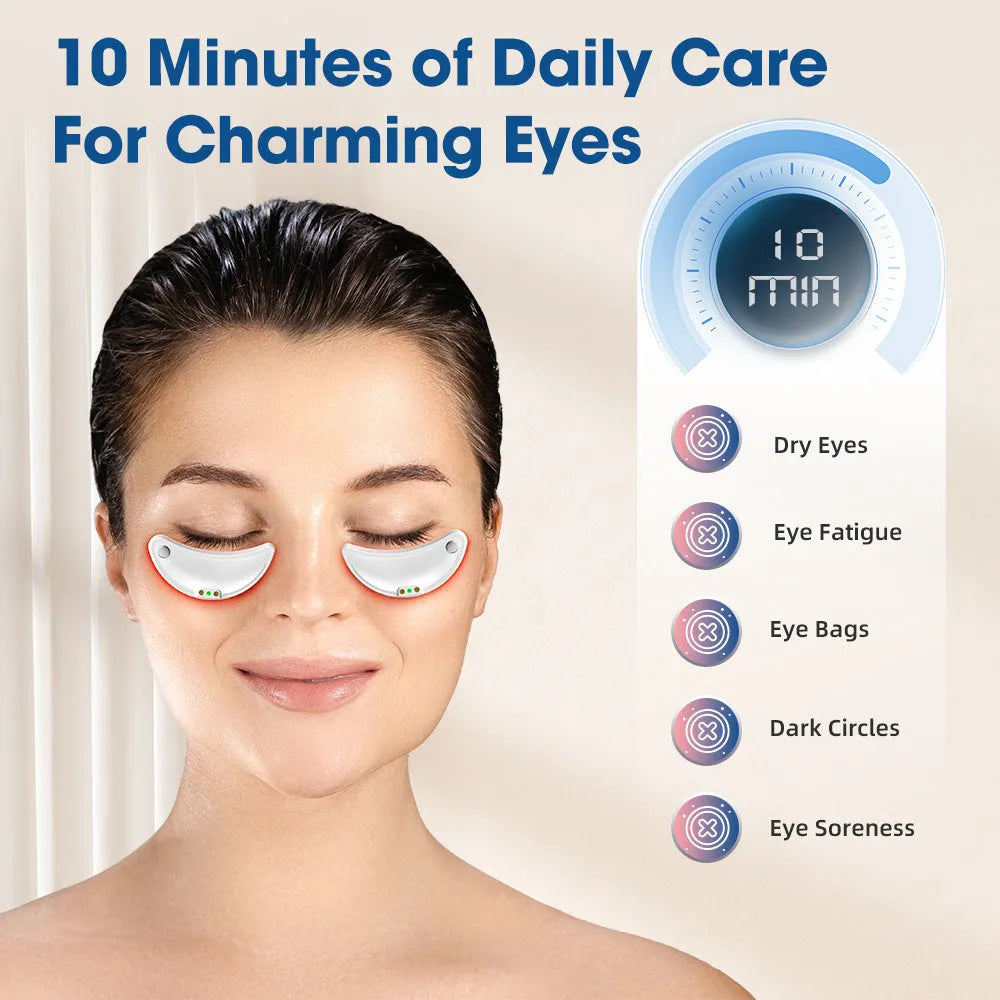 White red light EMS wireless eye and facial massager for dark circles reduction