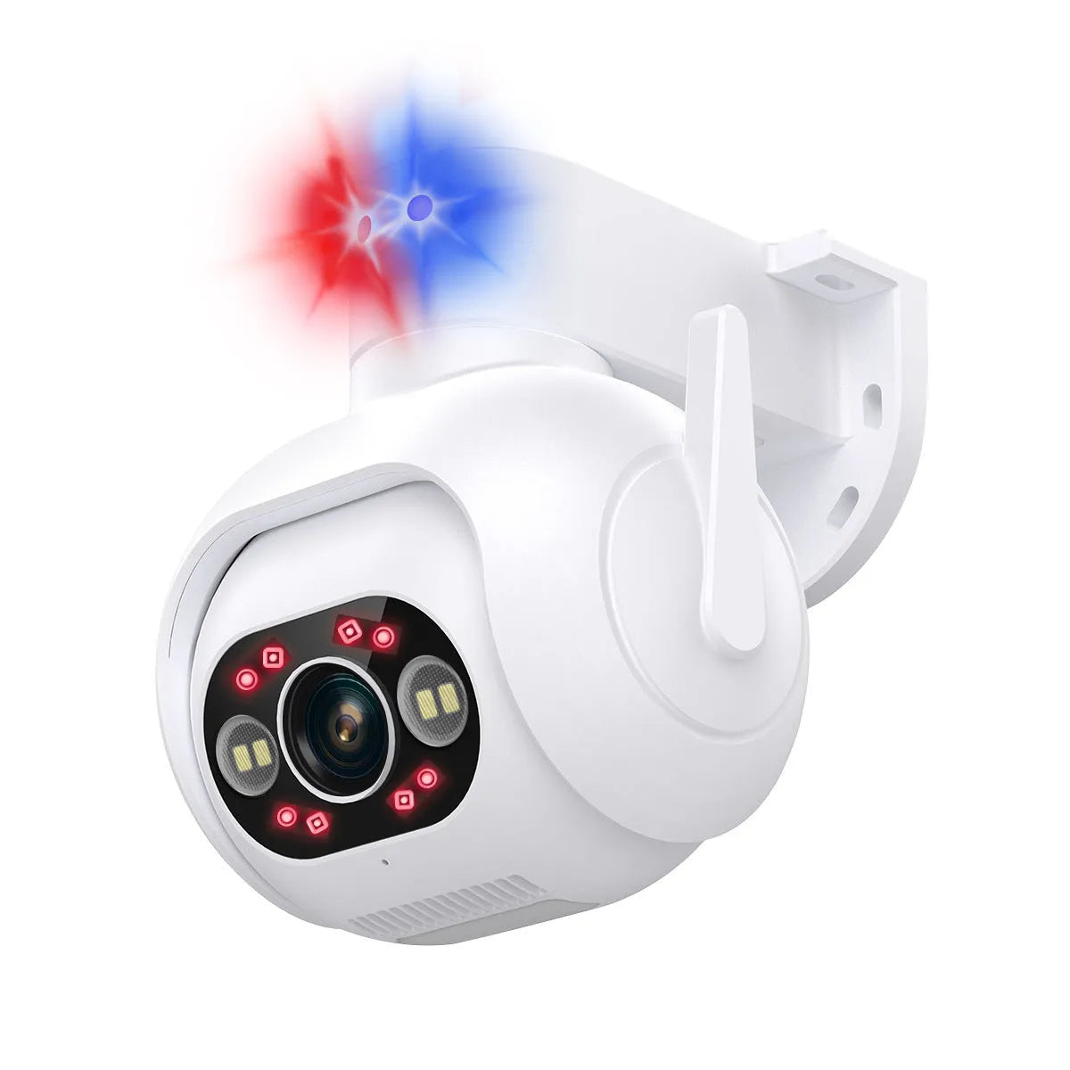 Smart colour night vision 4MP security camera with IP66 waterproof rating and wall mount bracket