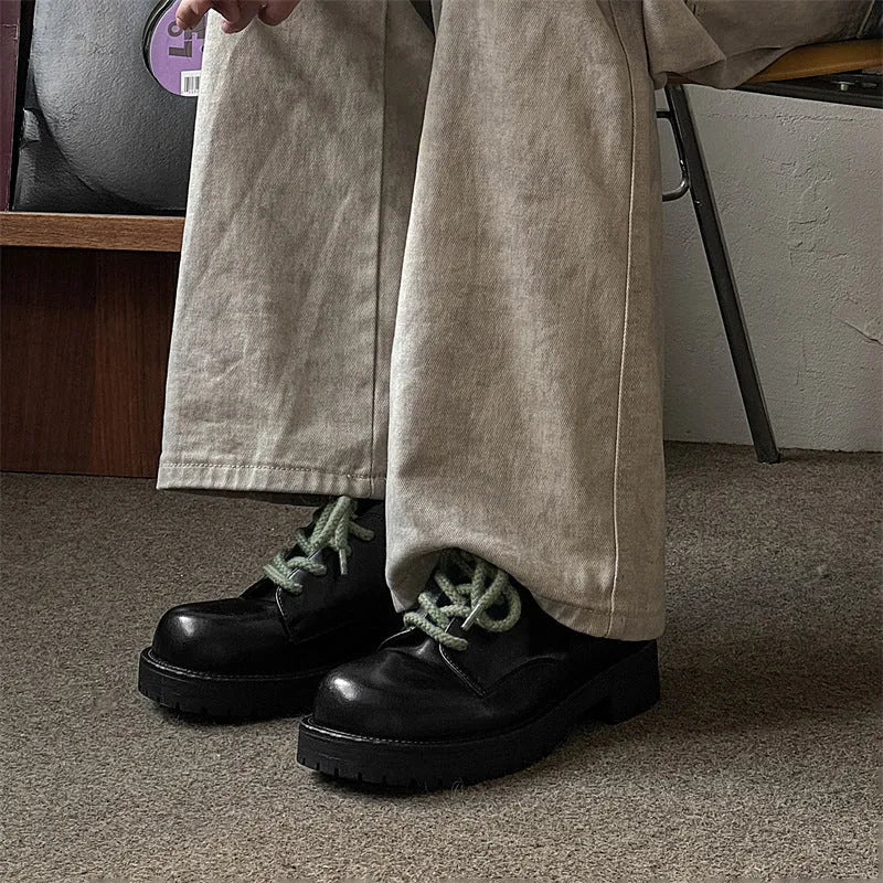 Big Head derby platform casual shoes in leather-look microfiber with a height-increasing rubber sole.