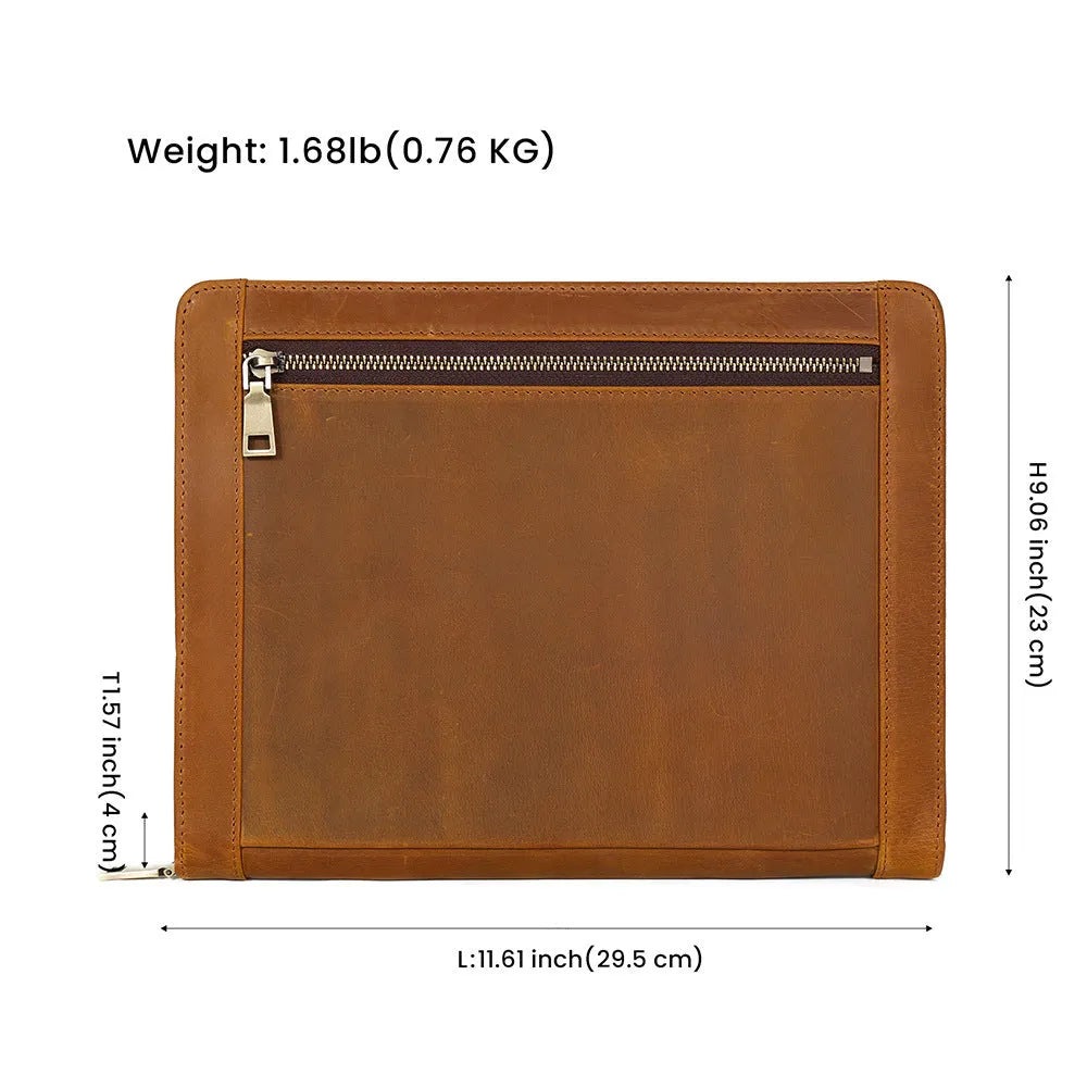 Genuine cowhide leather computer protective case in business style with multifunctional design