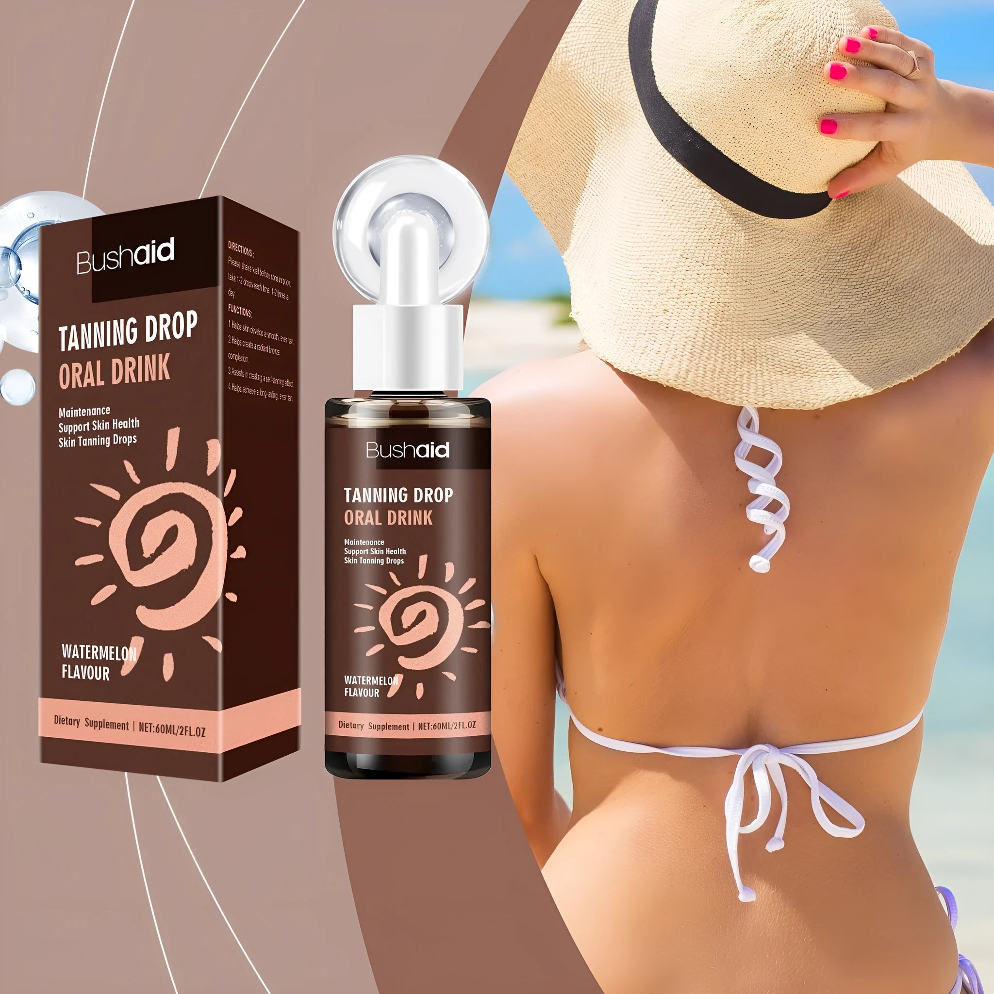 Sun Tanning Essence 60ml in compact travel packaging for sun protection and tanning