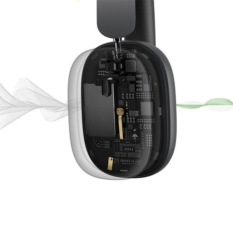Active noise reduction ANC Bluetooth 5.2 headset in dark gray with head-mounted design and built-in microphone