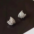 Geometric line design women's earrings with electroplated platinum colour finish