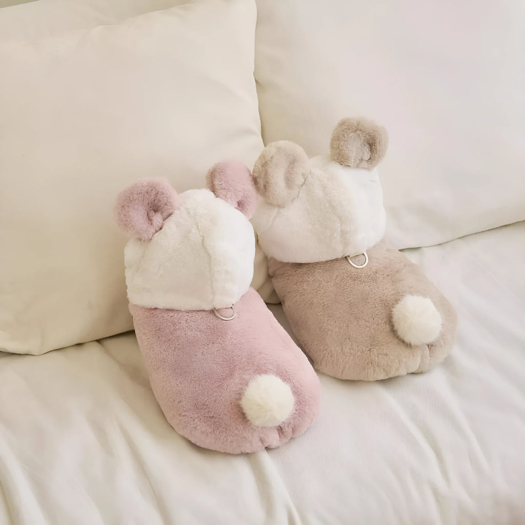 Light pink polyester warm coat for dog or cat with casual style design