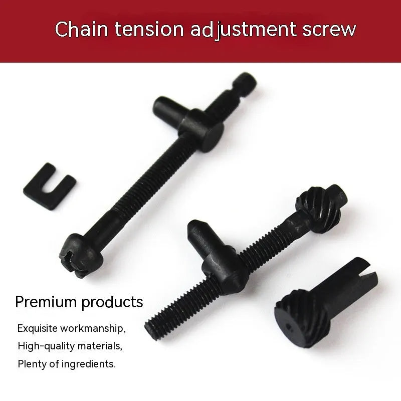 Chainsaw accessory kit showing spools of nylon thread in various diameters and a chainsaw chain