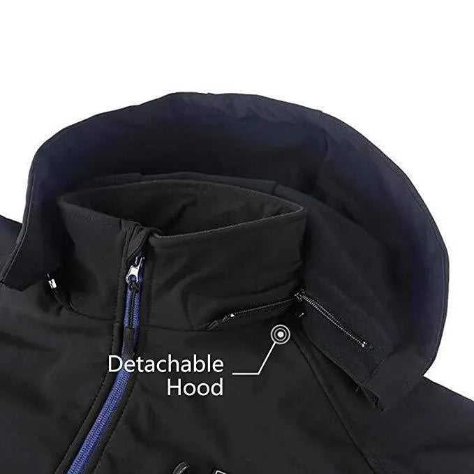 Black men's waterproof winter coat with zip pockets and straight hem design