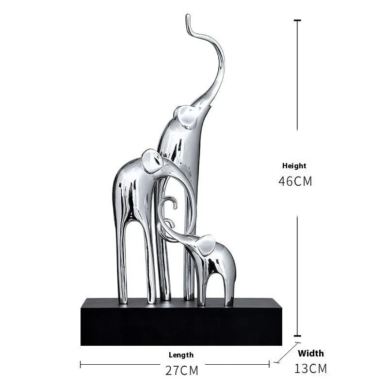 Resin elephant decorative ornament in gold, silver, rose gold, or retro colour finish