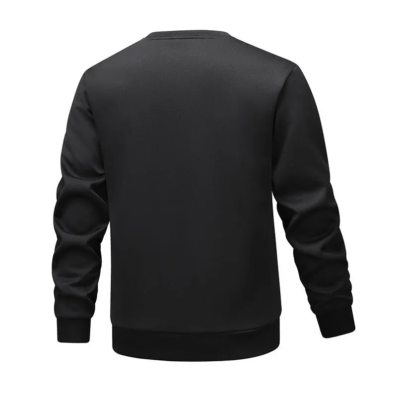Thickened winter sports men's sweatshirt in rabbit hair, loose fit, long sleeves, black colour