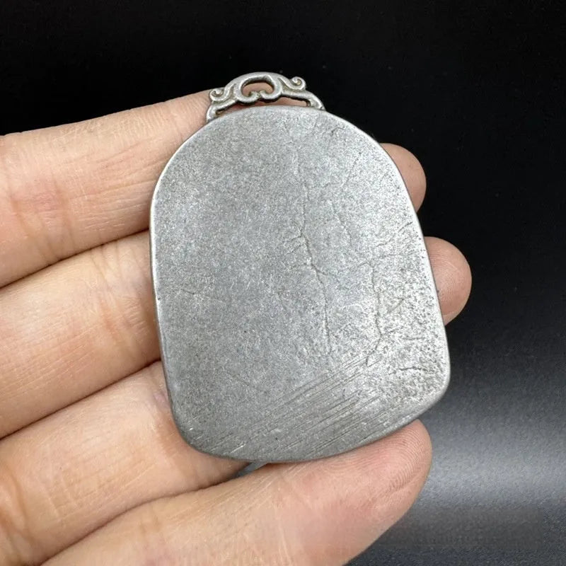 Iron antique pendant with Chinese geometric carving and Aryaacalanatha Yamantaka design