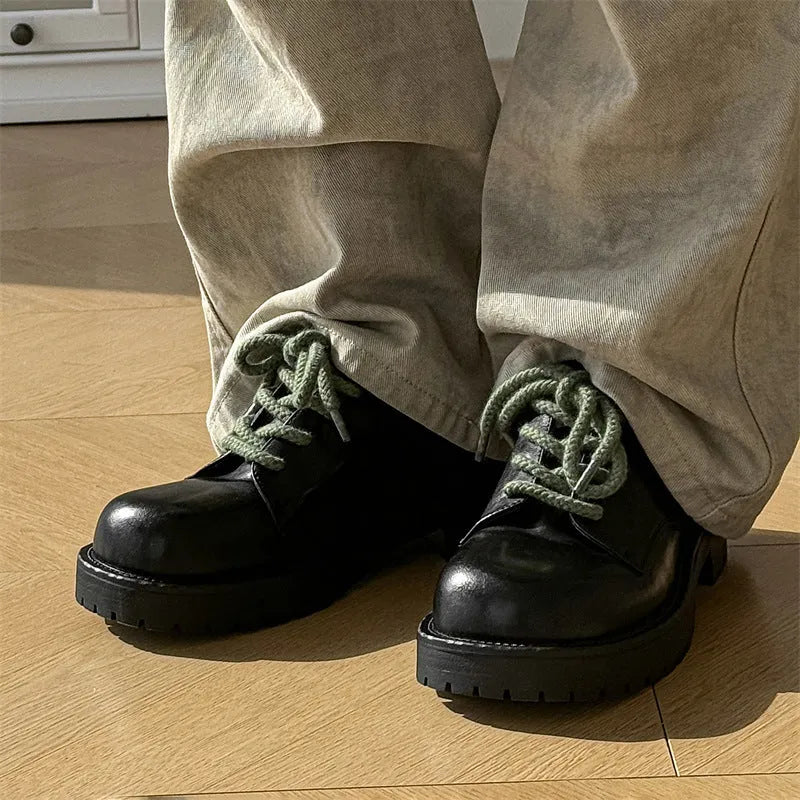 Big Head derby platform casual shoes in leather-look microfiber with a height-increasing rubber sole.