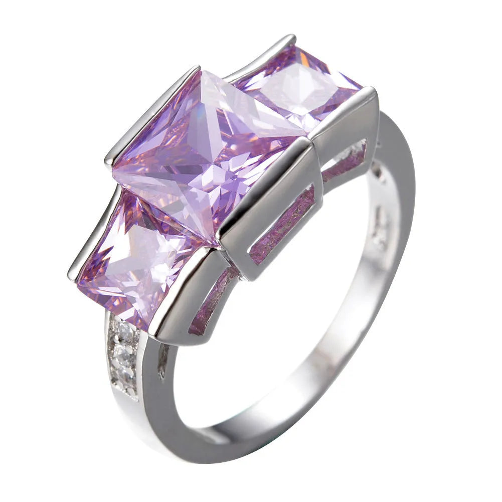 A colourful electroplated copper women's ring with a geometric design, shown in multiple colour options.
