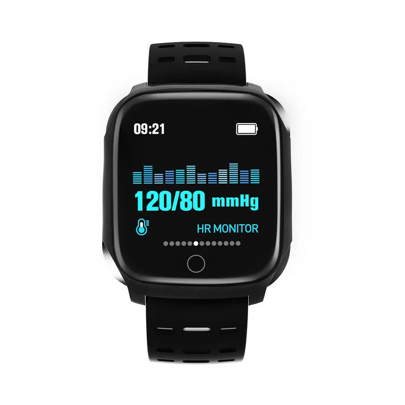 F16 smart watch with ECG monitoring for blood pressure and heart rate on silicone wristband