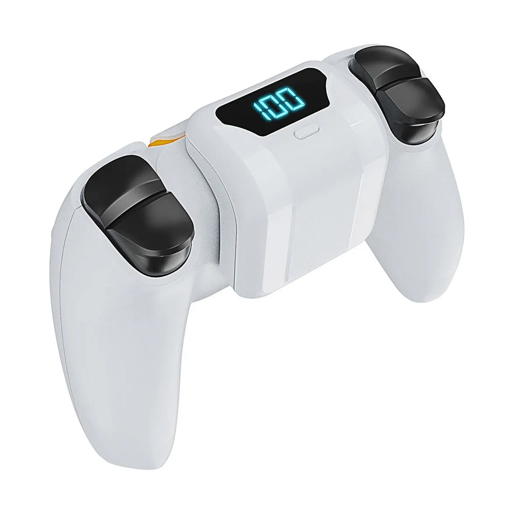 White PS5 controller battery pack 1500mAh with LED display and outer hanging bag