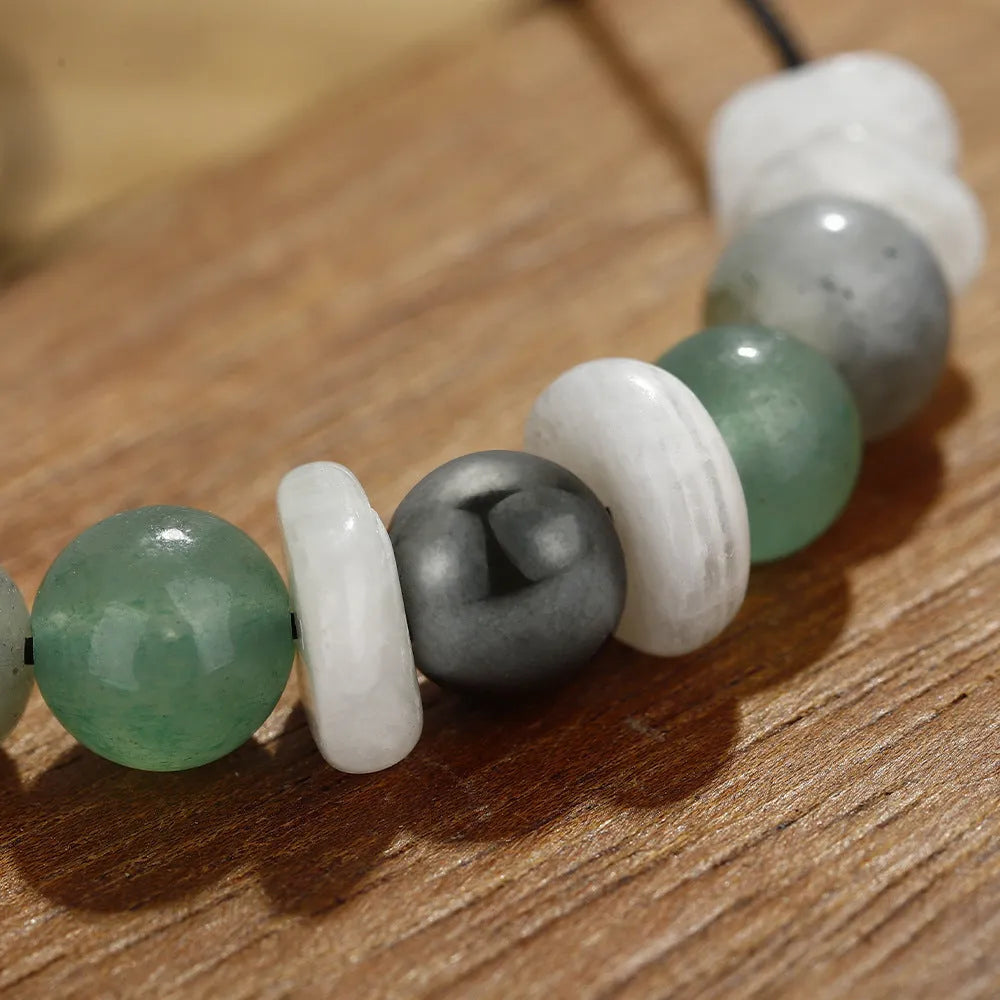 Geometric stone bead bracelet for women with colour 3906 beads arranged in structured pattern